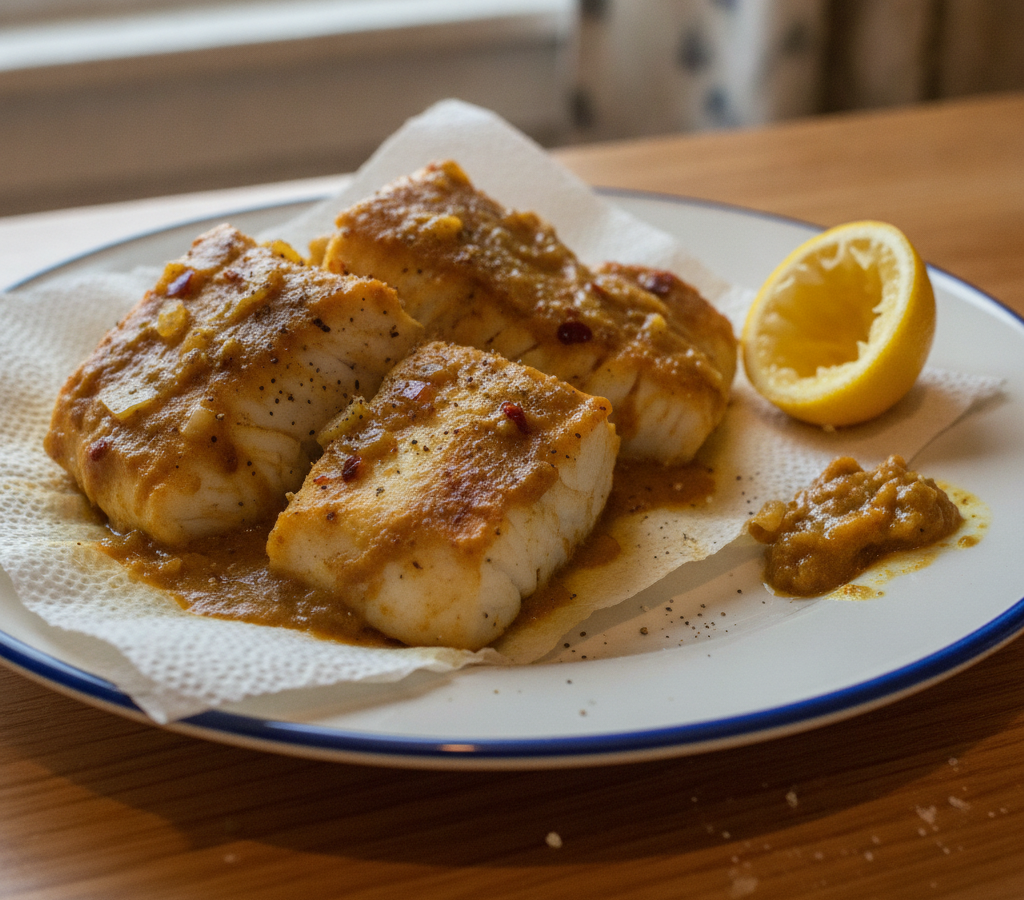 AI-generated image of Curried Cod
