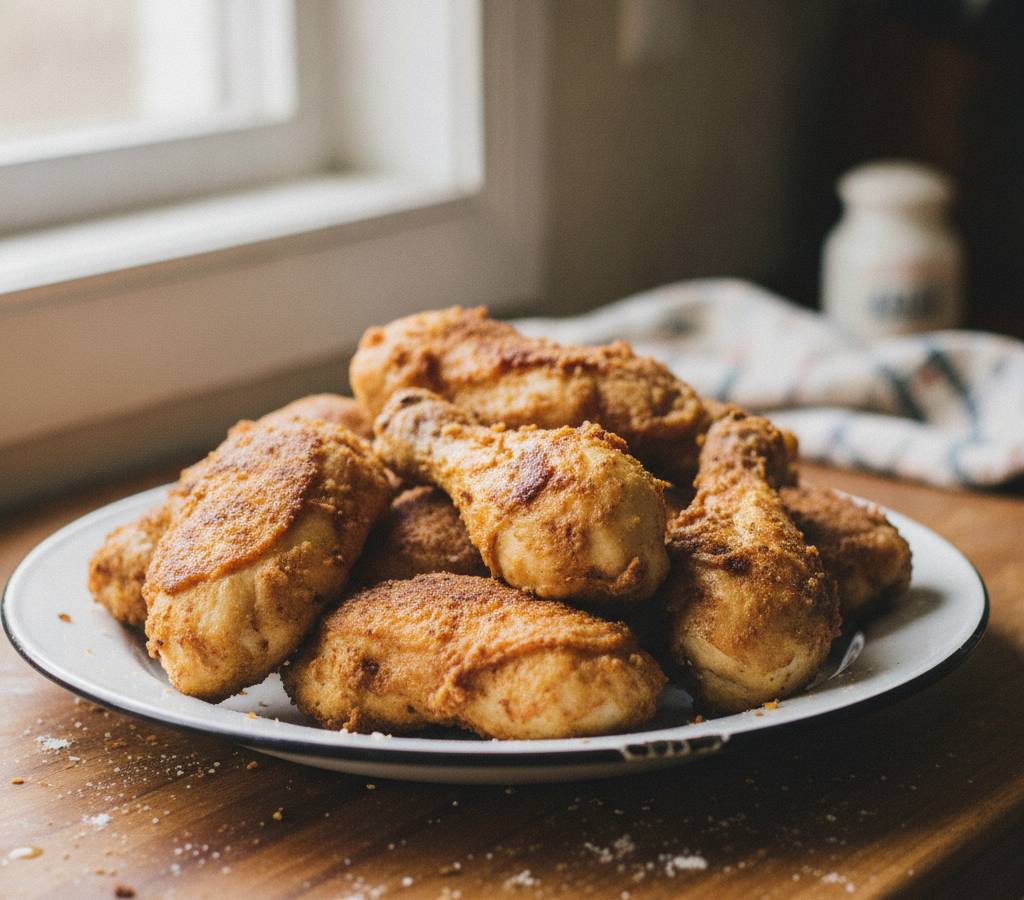 AI-generated image of Fried  Chicken

B 
{KaU  B.  Vauthn)